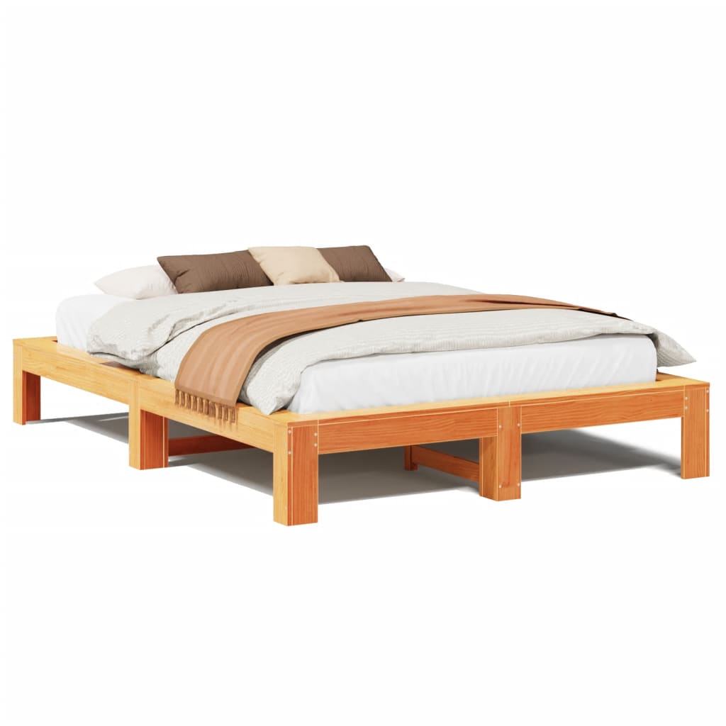 Sengeramme uten madrass brun 150x200 cm heltre furu