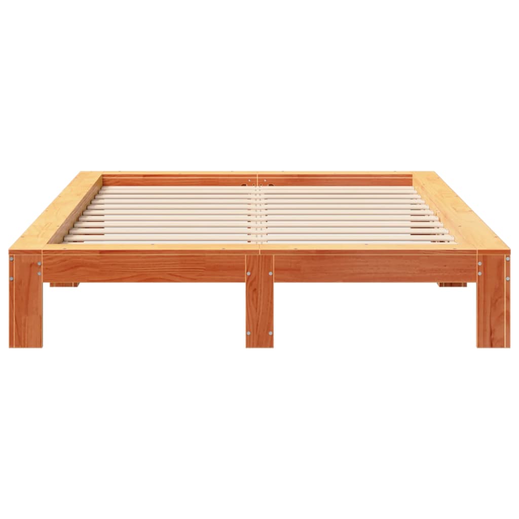 Sengeramme uten madrass voksbrun 140x190 cm heltre furu