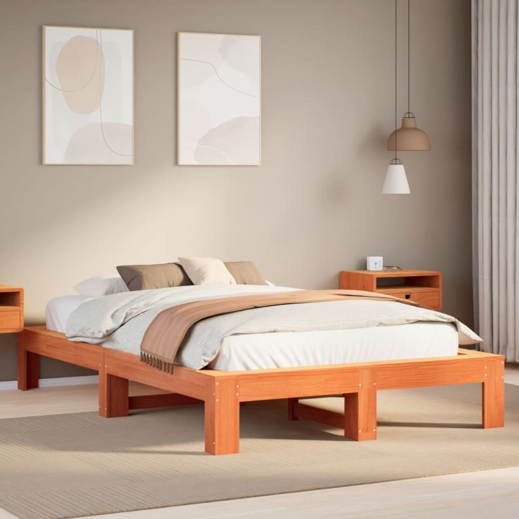 Sengeramme uten madrass brun 135x190 cm heltre furu