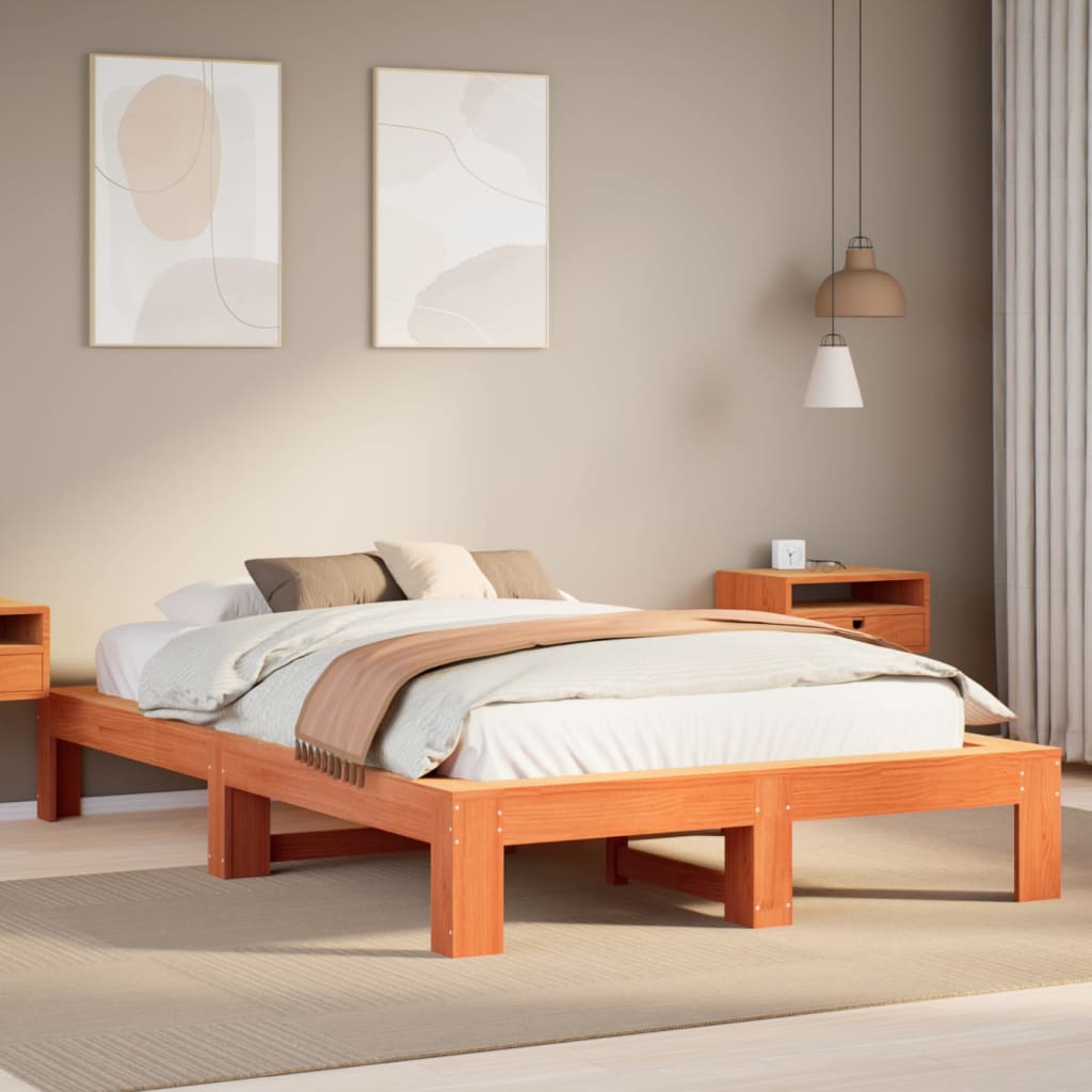 Sengeramme uten madrass voksbrun 120x190 cm heltre furu