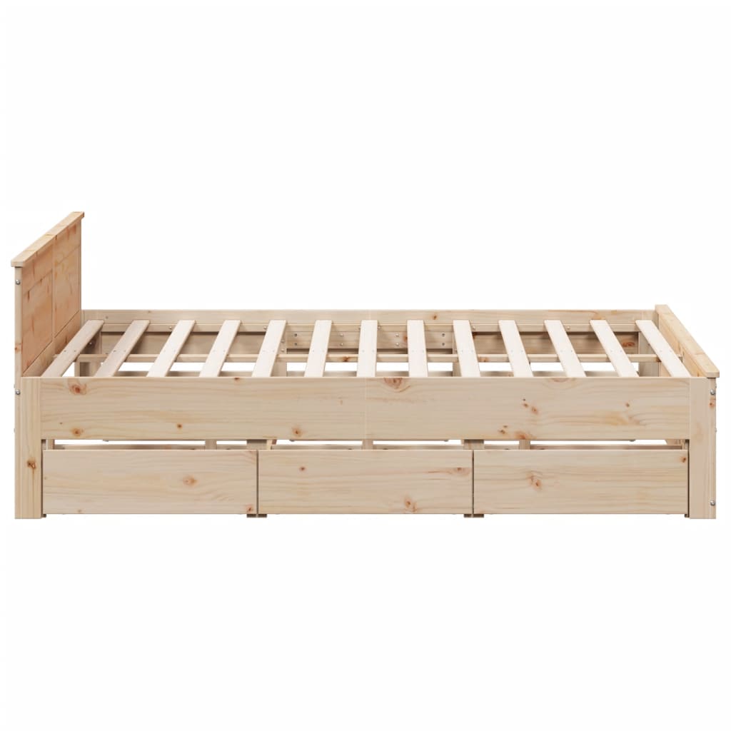 Sengeramme uten madrass med hodegavl 200x200 cm heltre furu