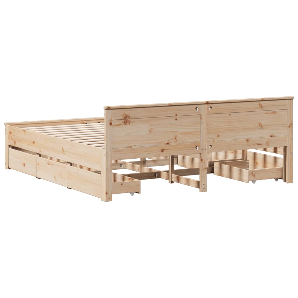 Sengeramme uten madrass med hodegavl 200x200 cm heltre furu