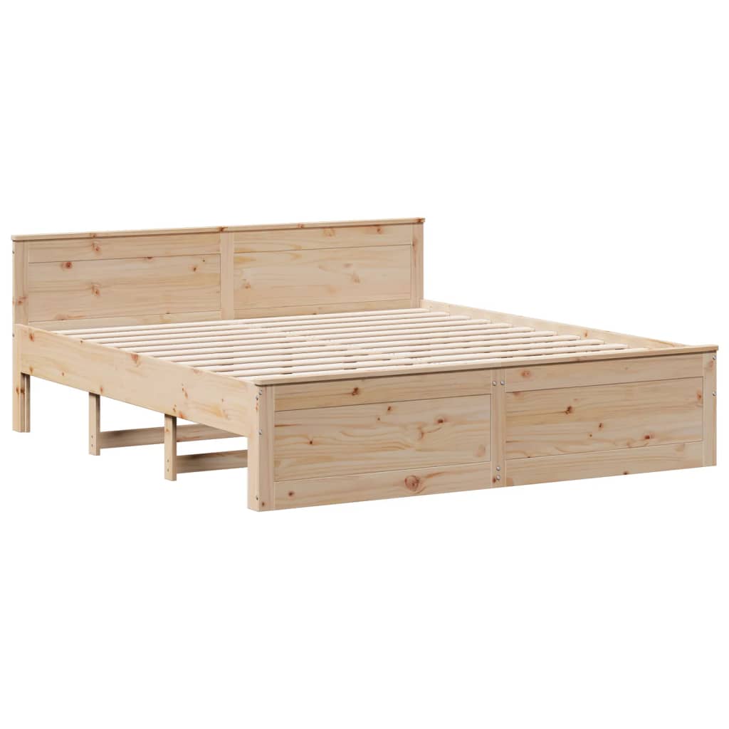 Sengeramme uten madrass med hodegavl 200x200 cm heltre furu