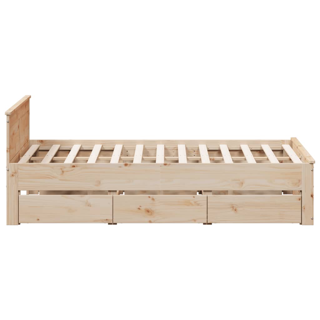 Sengeramme uten madrass med hodegavl hvit 150x200cm heltre furu