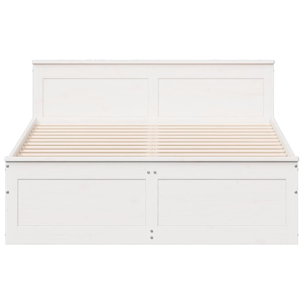 Sengeramme uten madrass med hodegavl hvit 150x200cm heltre furu