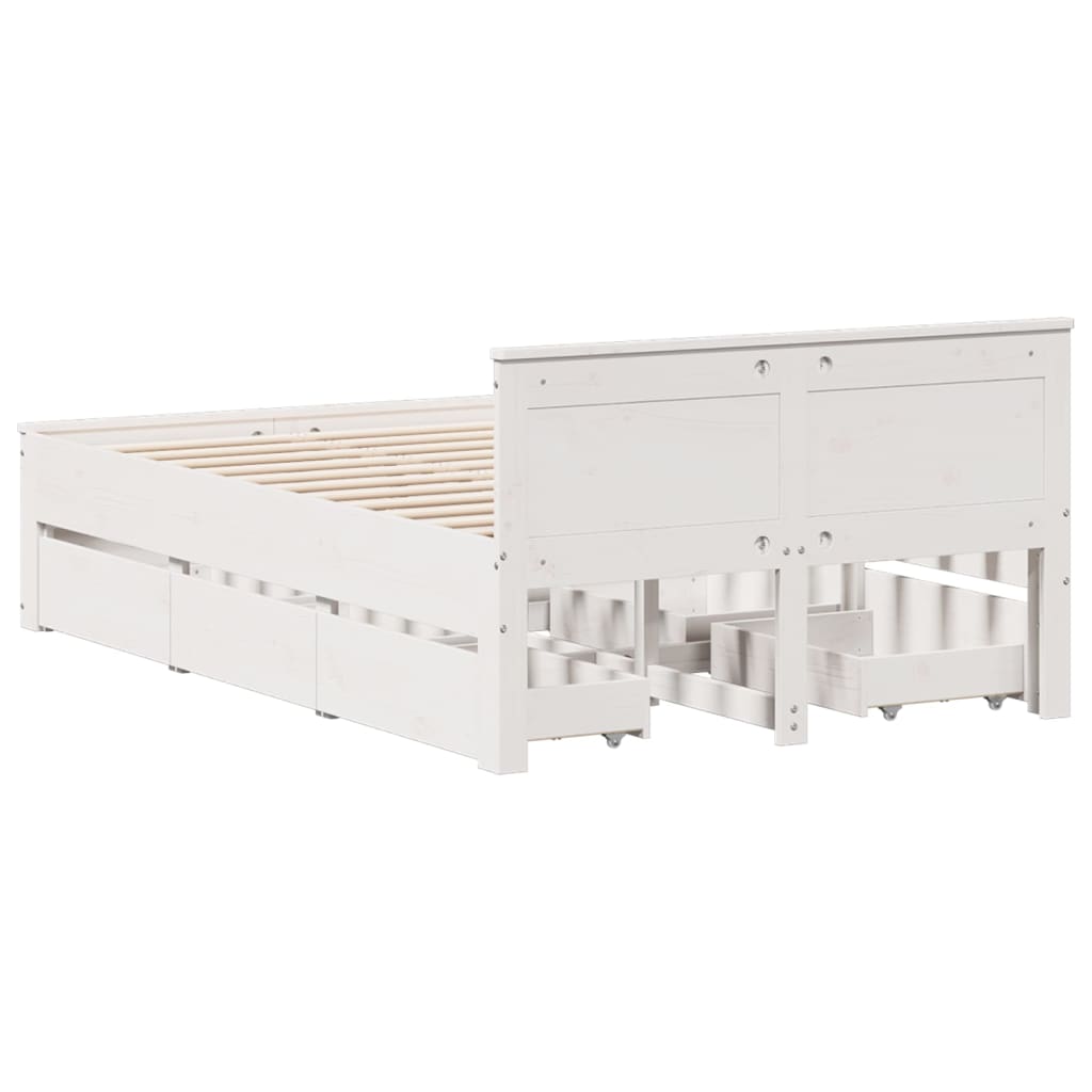 Sengeramme uten madrass med hodegavl hvit 120x200cm heltre furu