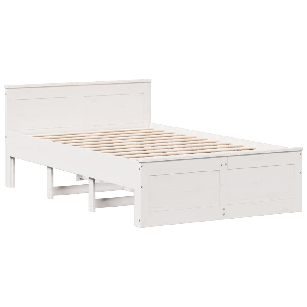 Sengeramme uten madrass med hodegavl hvit 120x200cm heltre furu