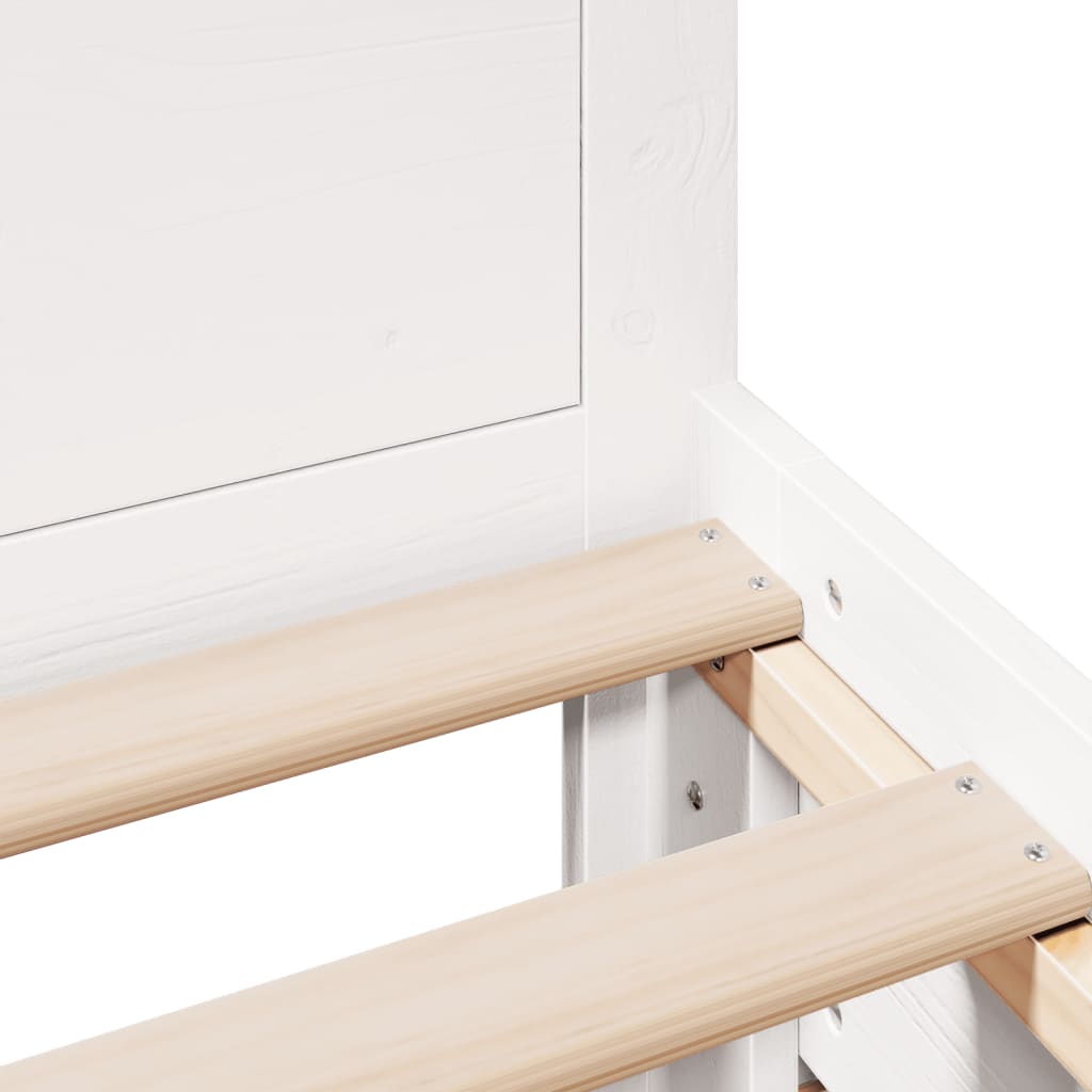 Sengeramme uten madrass med hodegavl hvit 90x200 cm heltre furu