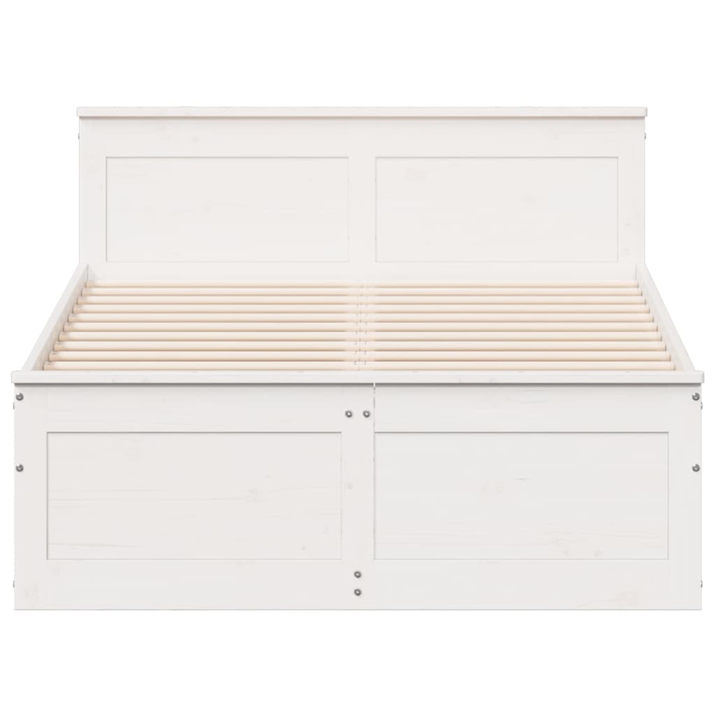 Sengeramme uten madrass med hodegavl hvit 135x190cm heltre furu
