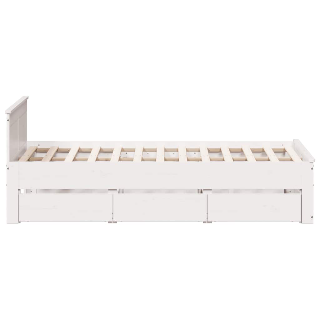 Sengeramme uten madrass med hodegavl hvit 120x190cm heltre furu