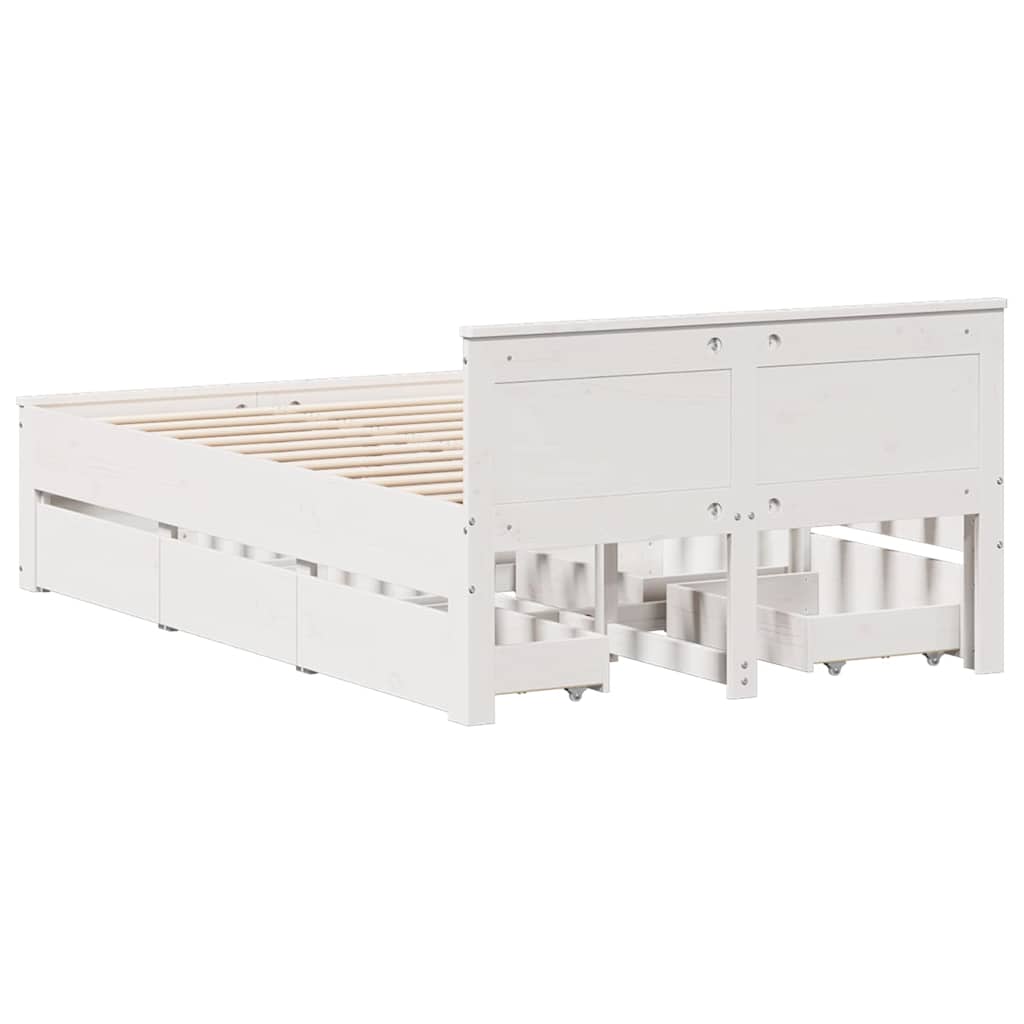 Sengeramme uten madrass med hodegavl hvit 120x190cm heltre furu