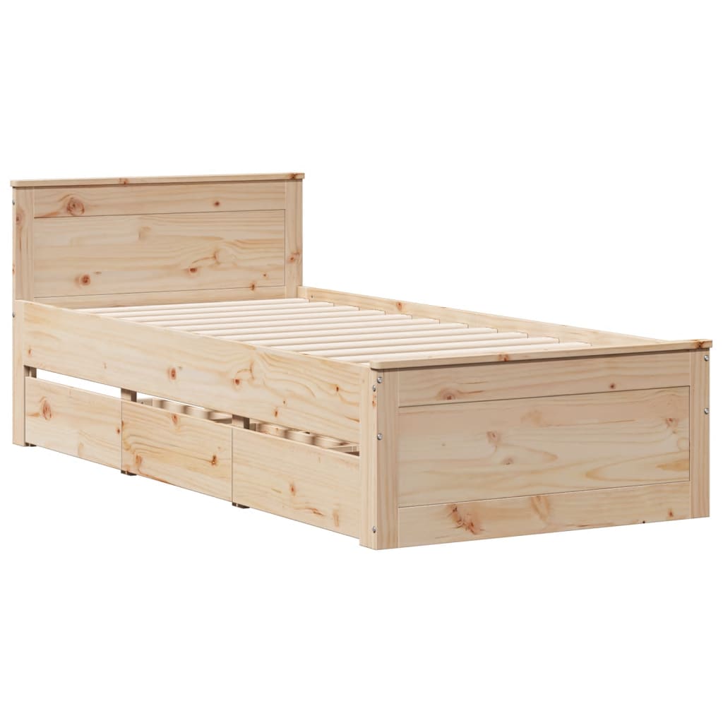 Sengeramme uten madrass med hodegavl 75x190 cm heltre furu