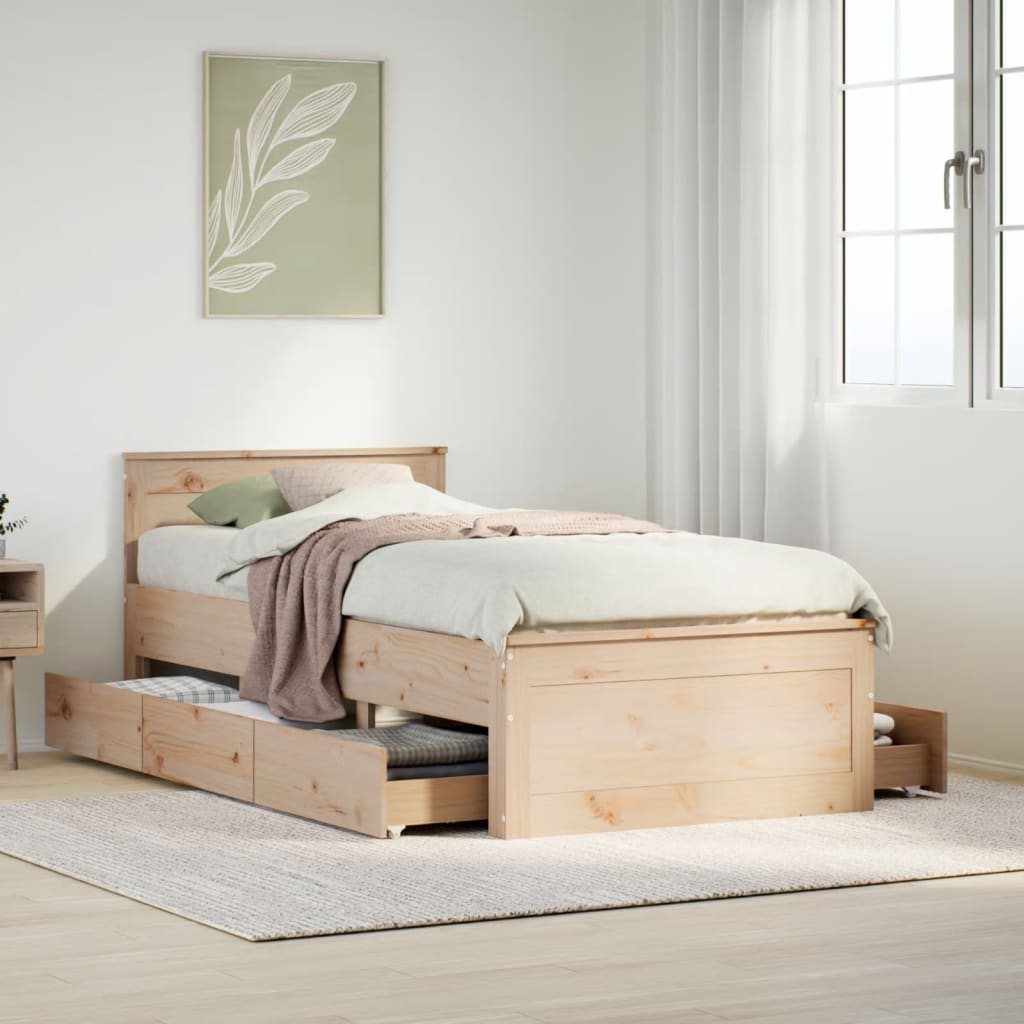 Sengeramme uten madrass med hodegavl 75x190 cm heltre furu