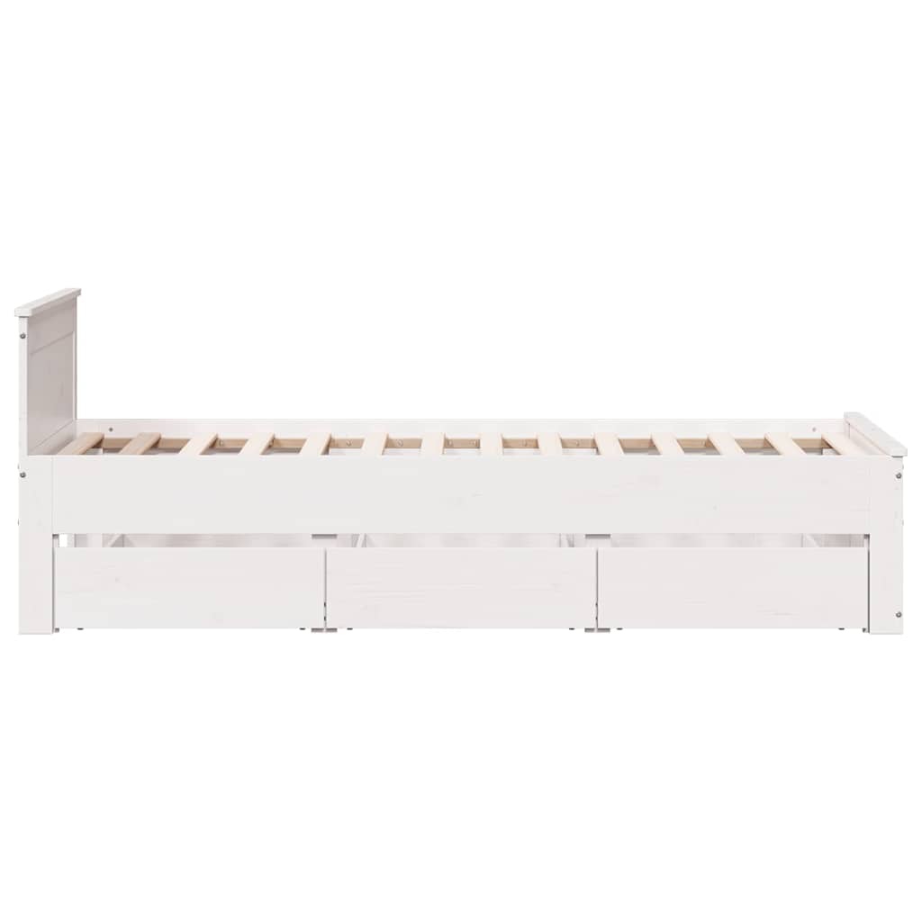 Sengeramme uten madrass med hodegavl hvit 75x190 cm heltre furu