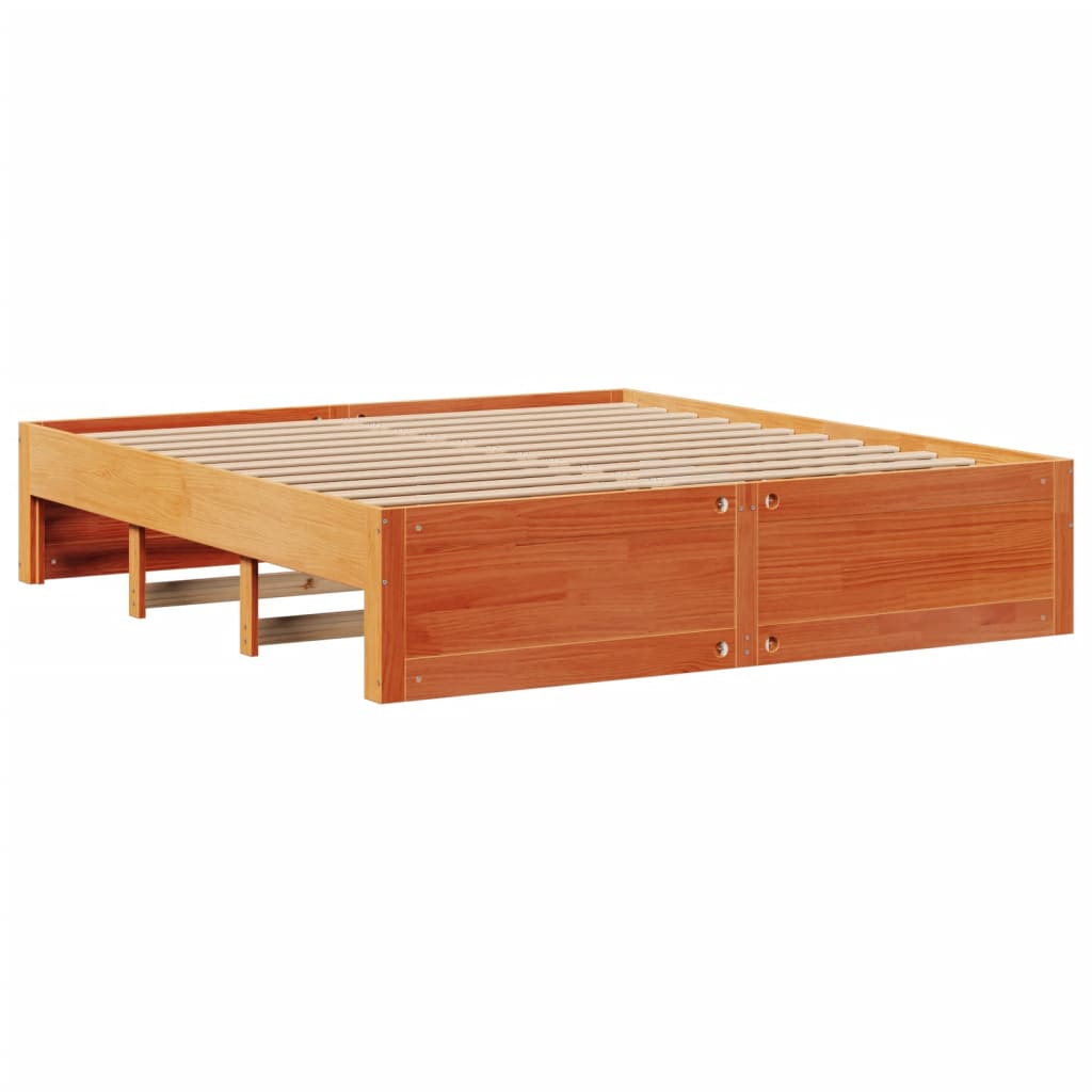 Sengeramme uten madrass med skuffer brun 180x200 cm heltre furu