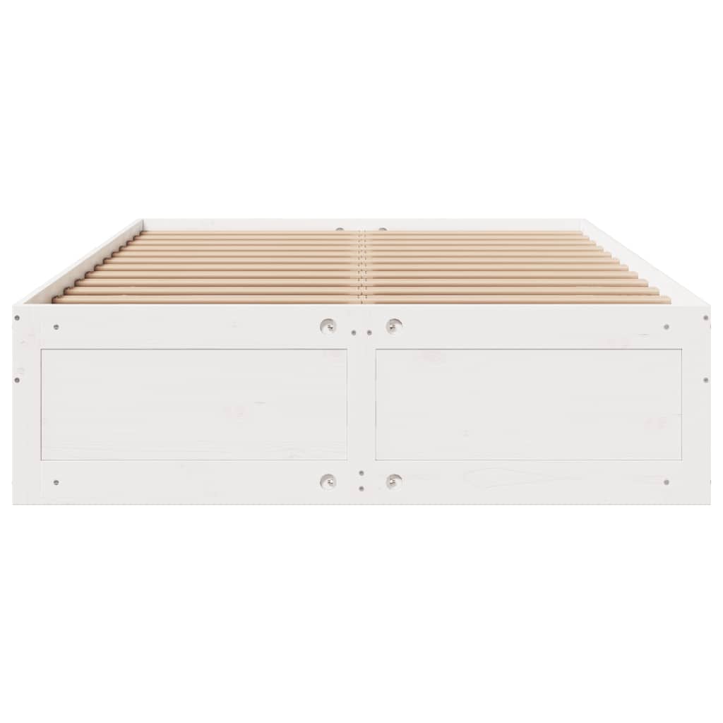 Sengeramme uten madrass med skuffer hvit 150x200 cm heltre furu