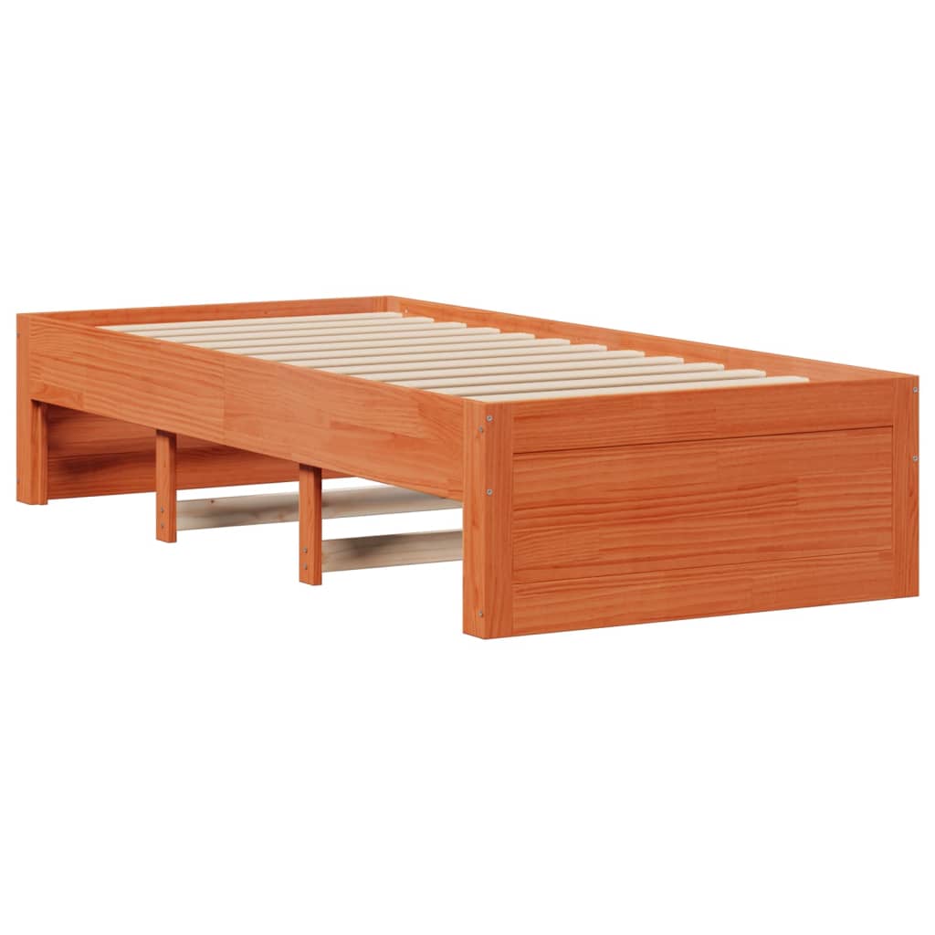 Sengeramme uten madrass med skuffer brun 100x200 cm heltre furu