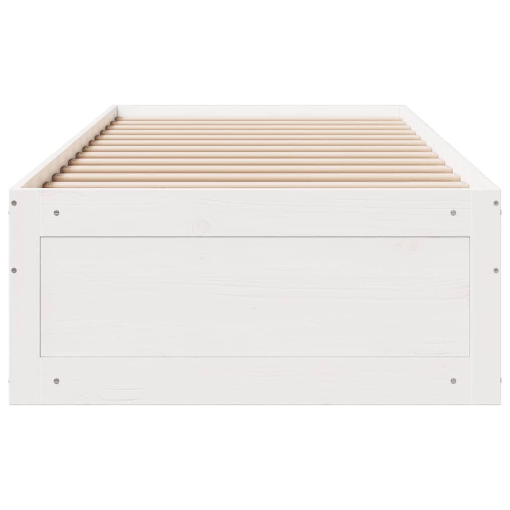 Sengeramme uten madrass med skuffer hvit 90x200 cm heltre furu