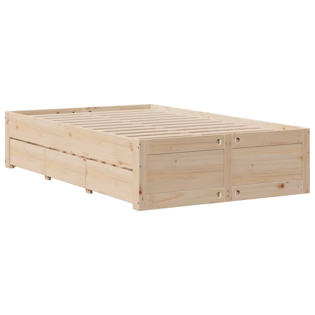 Sengeramme uten madrass med skuffer 135x190 cm heltre furu
