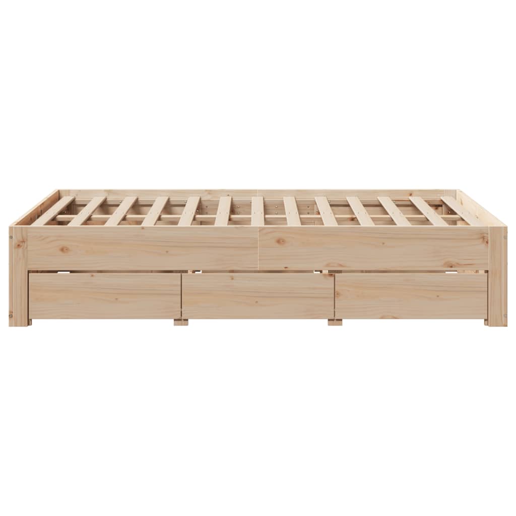 Sengeramme uten madrass med skuffer 135x190 cm heltre furu
