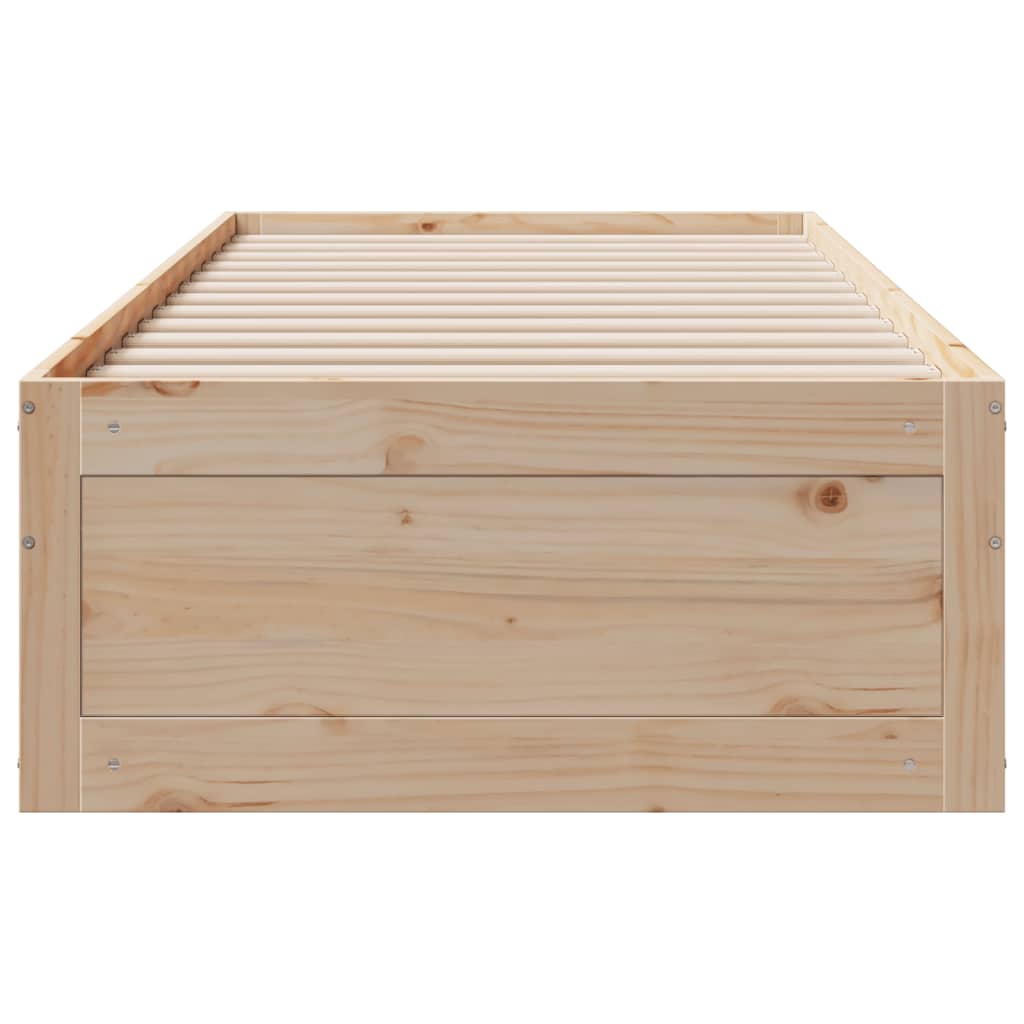 Sengeramme uten madrass med skuffer 75x190 cm heltre furu