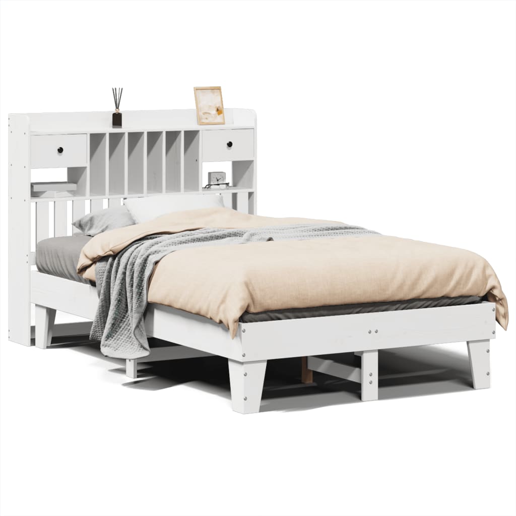 Sengeramme uten madrass hvit 135x190 cm heltre furu