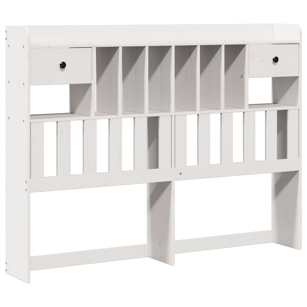 Seng med bokhylle uten madrass hvit 160x200 cm heltre furu
