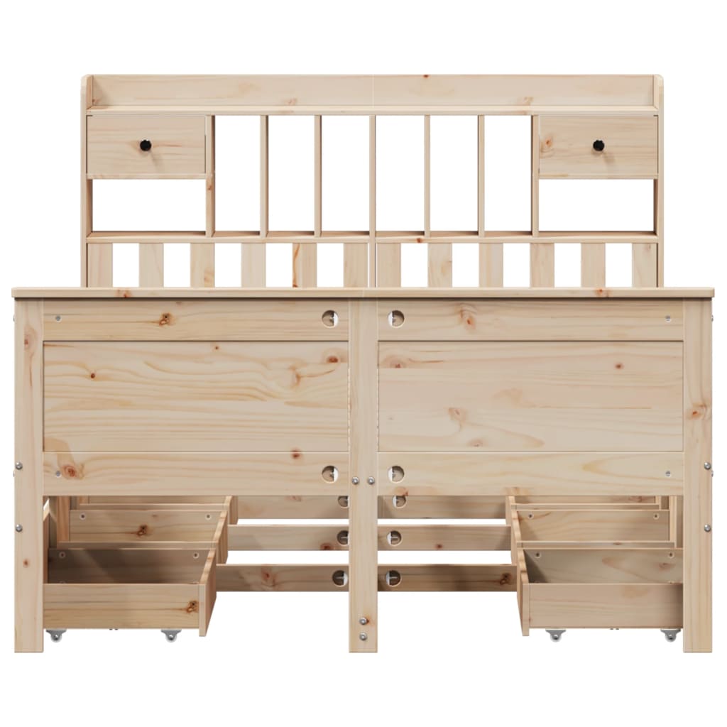 Seng med bokhylle uten madrass 140x190 cm heltre furu