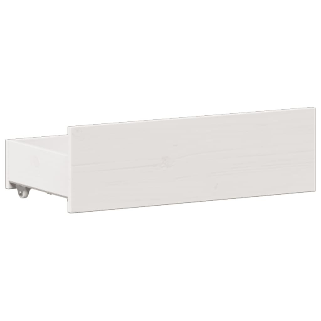 Seng med bokhylle uten madrass hvit 135x190 cm heltre furu