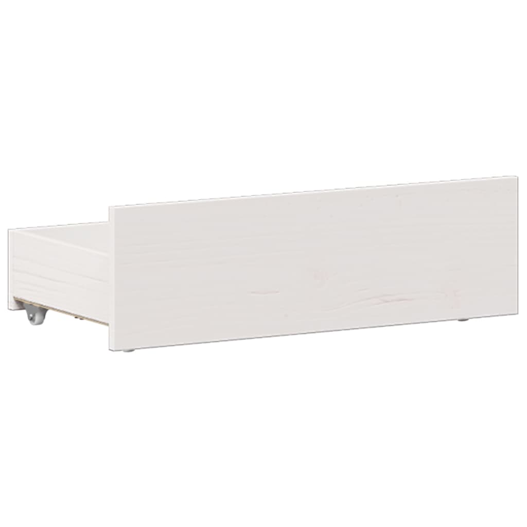Seng med bokhylle uten madrass hvit 75x190 cm heltre furu