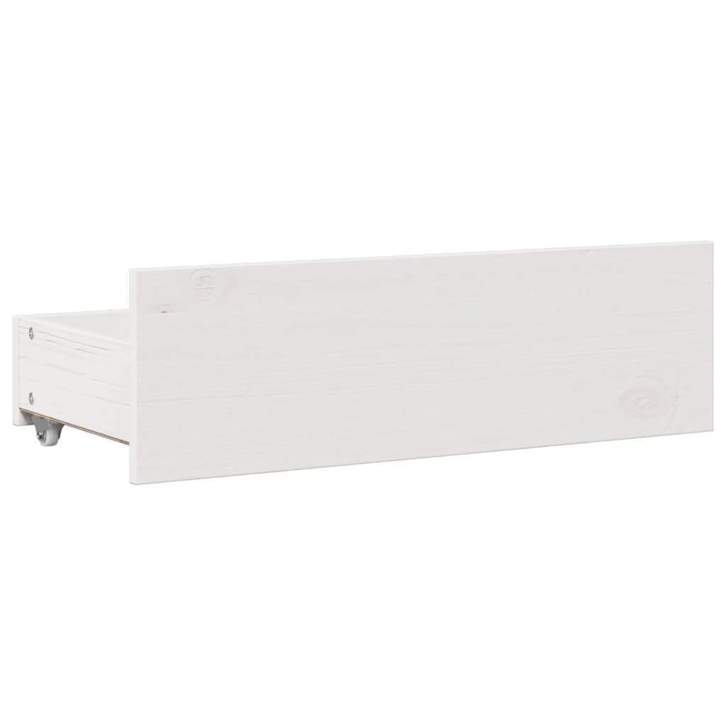 Seng med bokhylle uten madrass hvit 140x190 cm heltre furu