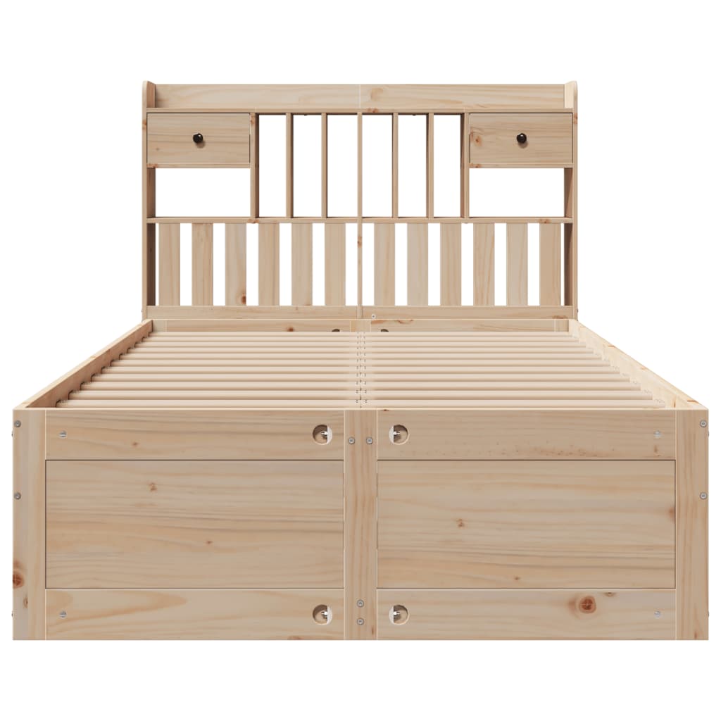 Seng med bokhylle uten madrass 135x190 cm heltre furu