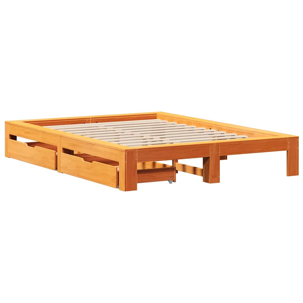 Sengeramme uten madrass brun 150x200 cm heltre furu