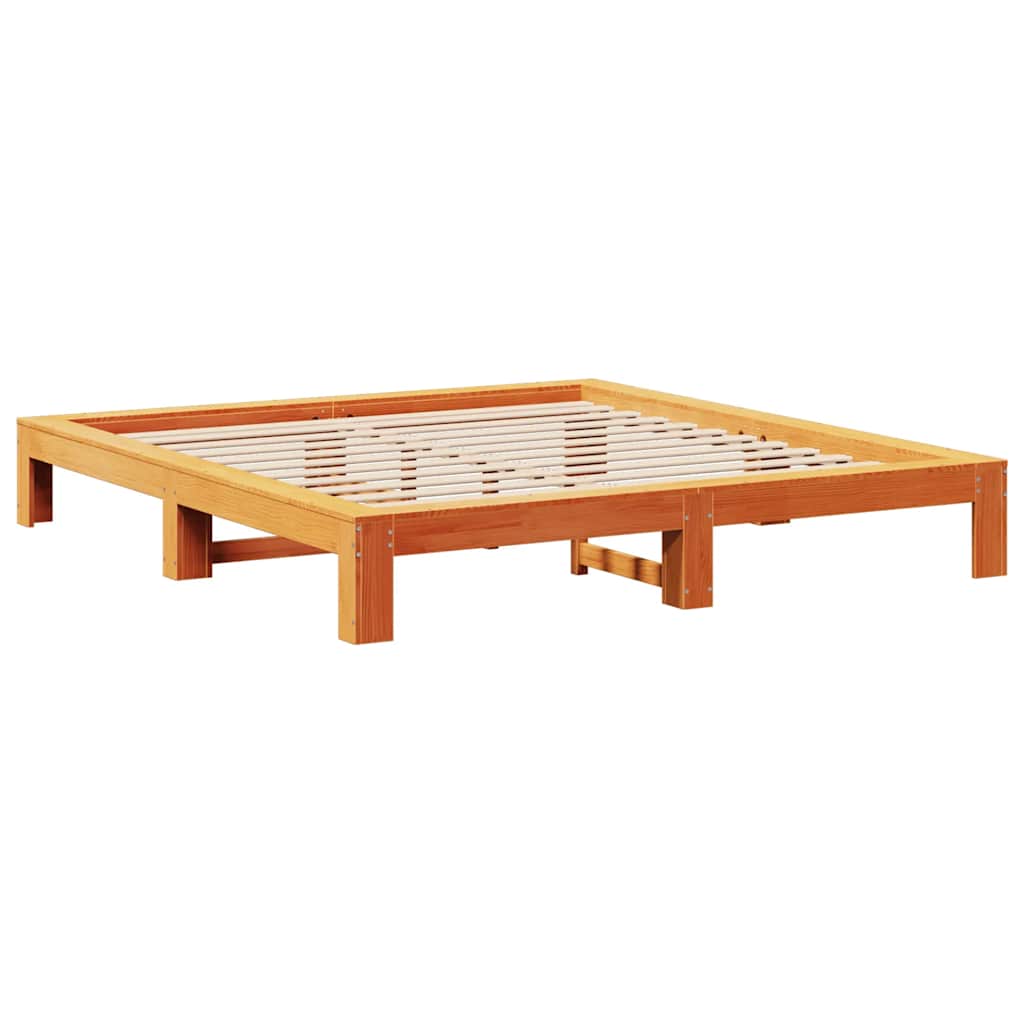 Sengeramme uten madrass voksbrun 140x200 cm heltre furu