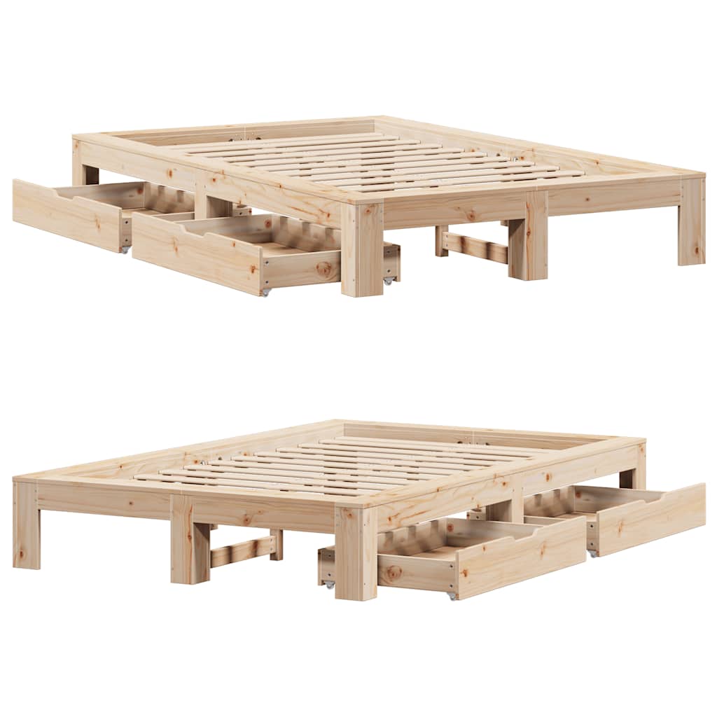 Sengeramme uten madrass hvit 135x190 cm heltre furu