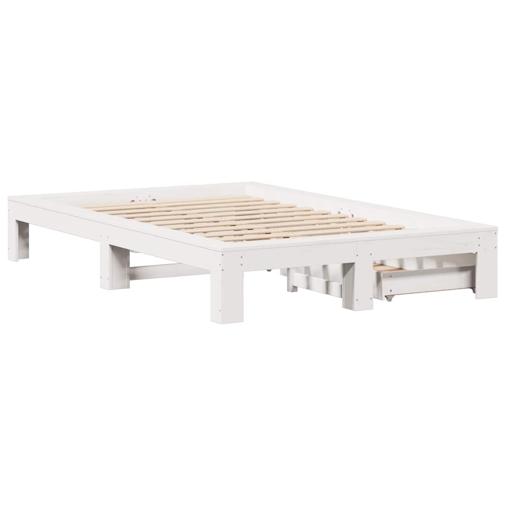 Sengeramme uten madrass hvit 135x190 cm heltre furu