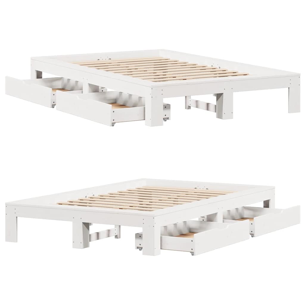 Sengeramme uten madrass hvit 135x190 cm heltre furu