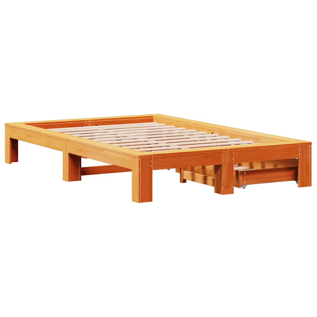 Sengeramme uten madrass voksbrun 120x190 cm heltre furu