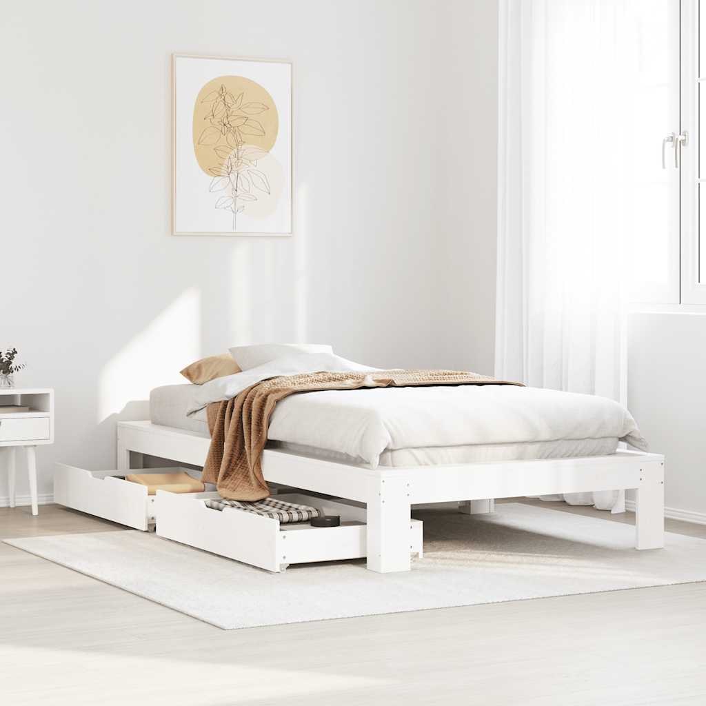 Sengeramme uten madrass hvit 75x190 cm heltre furu