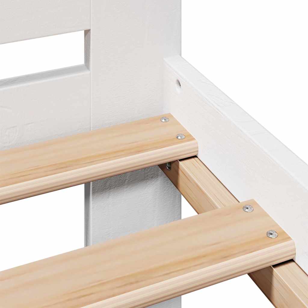 Sengeramme med madrass hvit 200x200 cm heltre furu