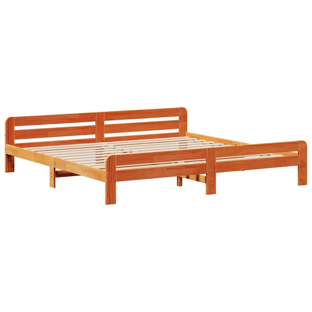 Sengeramme uten madrass voksbrun 200x200 cm heltre furu