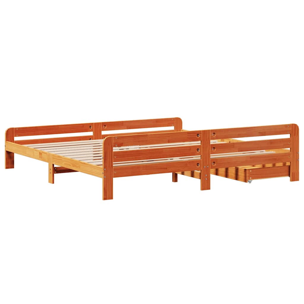 Sengeramme uten madrass voksbrun 200x200 cm heltre furu