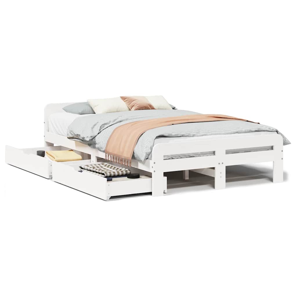 Sengeramme uten madrass hvit 135x190 cm heltre furu