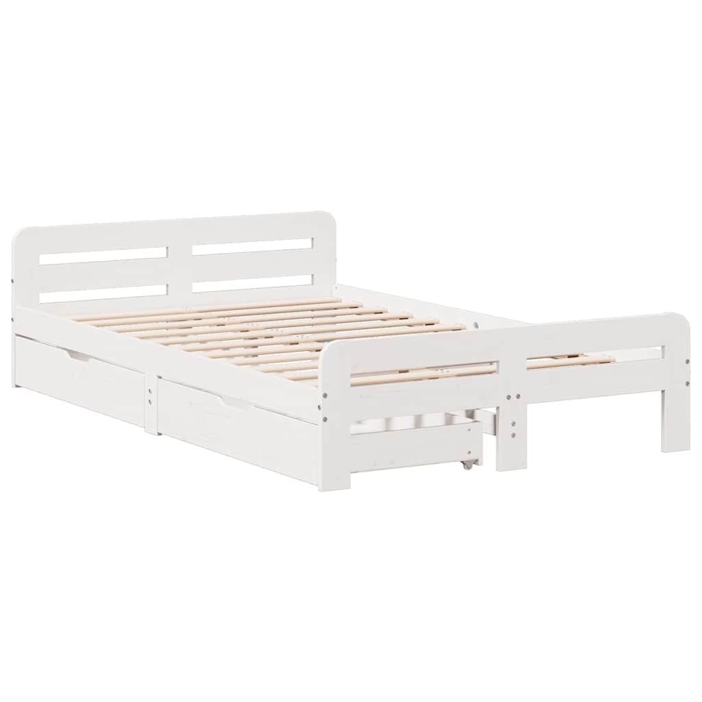 Sengeramme uten madrass hvit 135x190 cm heltre furu