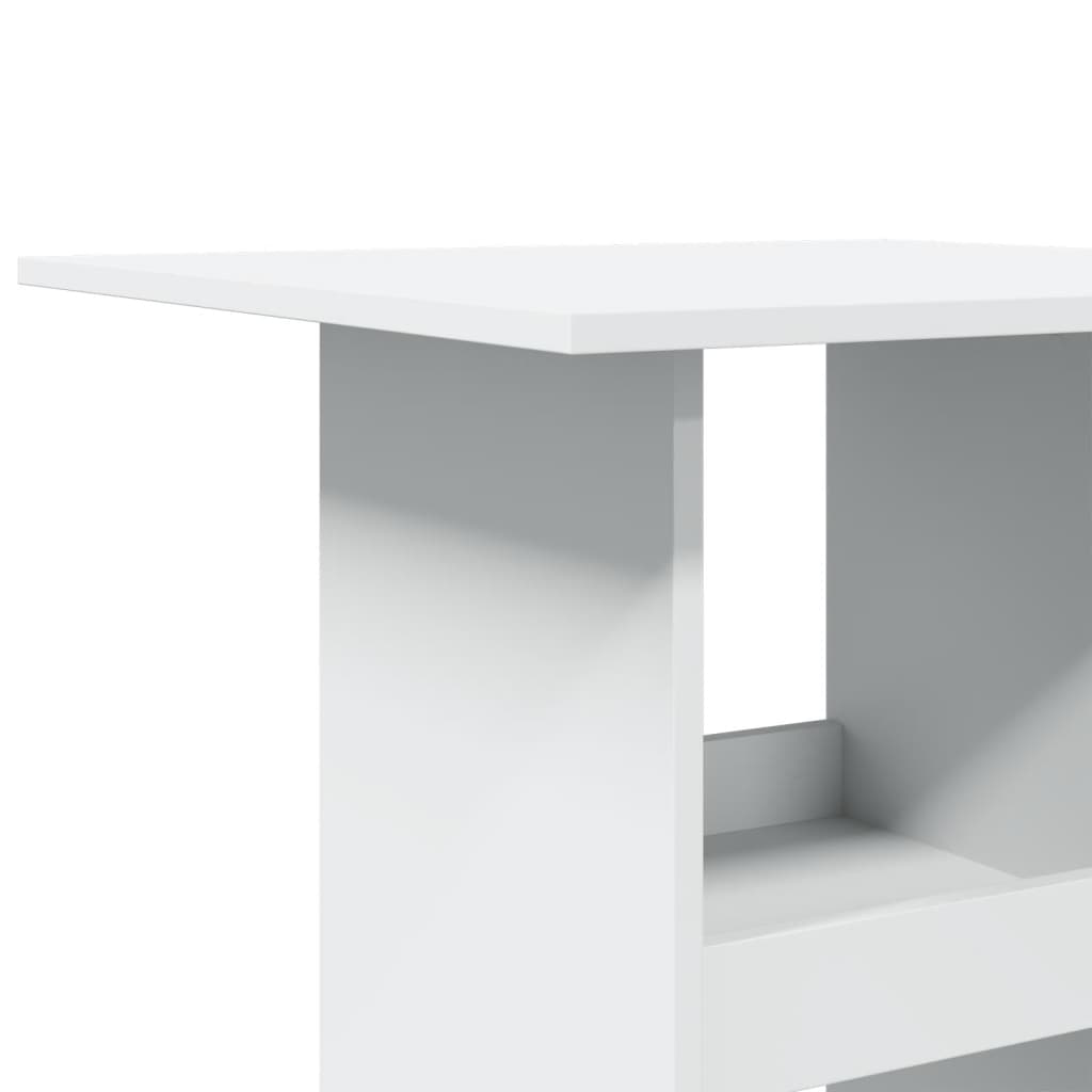 Barbord med oppbevaringsstativ hvit 60x60x102 cm konstruert tre