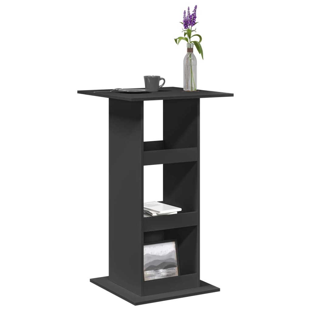 Barbord med oppbevaring svart 60x60x102 cm konstruert tre