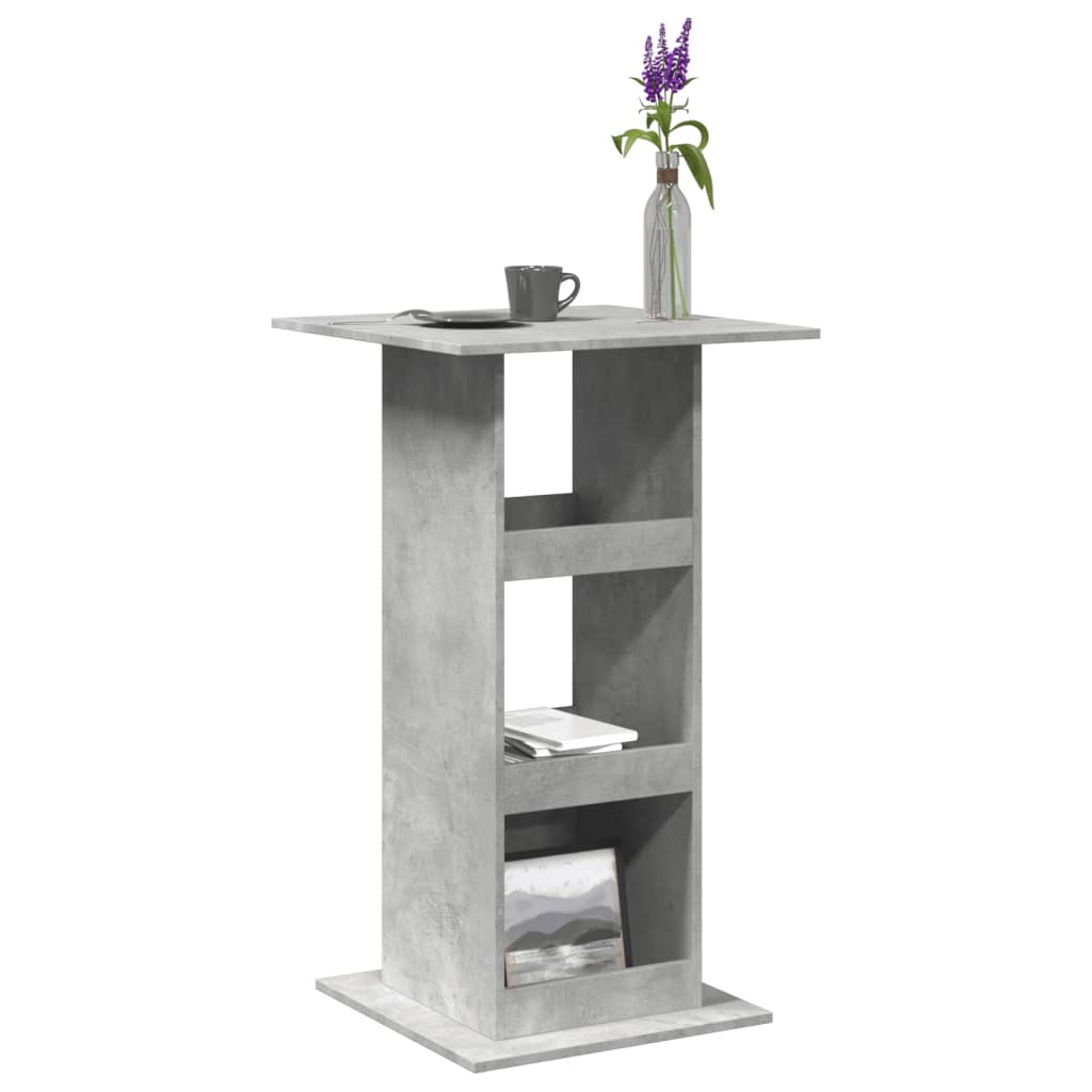 Barbord med oppbevaring betonggrå 60x60x102 cm konstruert tre