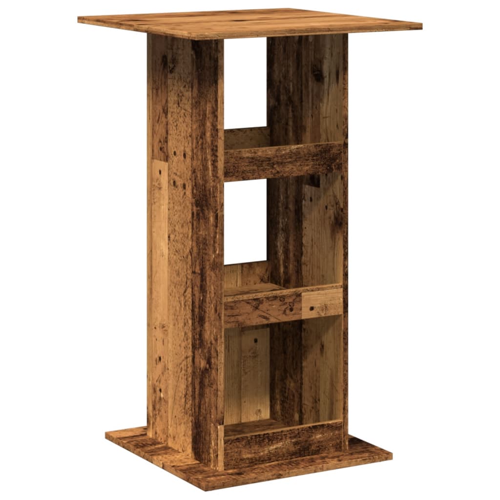 Barbord med oppbevaring gammelt tre 60x60x102 cm konstruert tre
