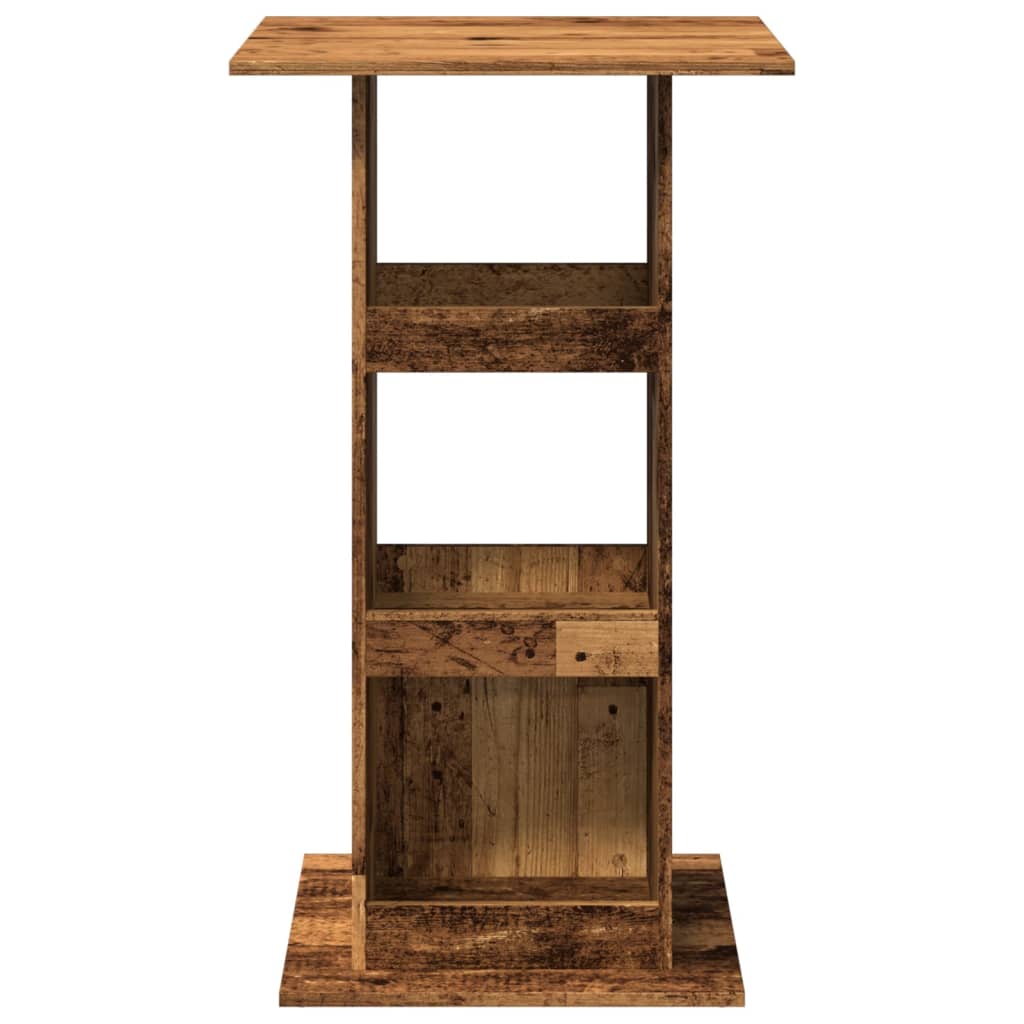 Barbord med oppbevaring gammelt tre 60x60x102 cm konstruert tre