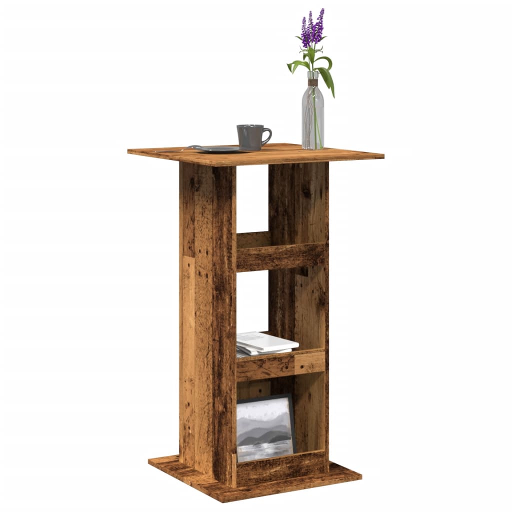 Barbord med oppbevaring gammelt tre 60x60x102 cm konstruert tre